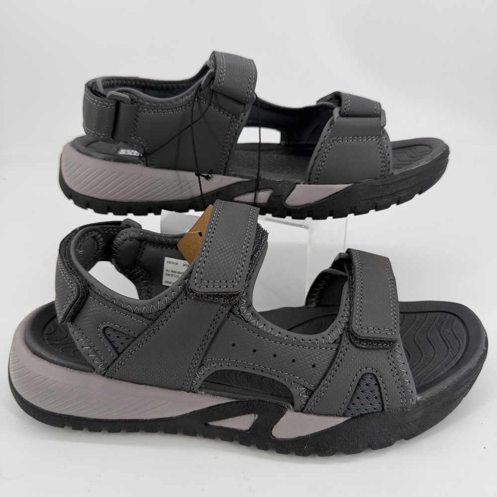 Eddie Bauer Anchor Mens Grey Sport Sandals Adjustable Straps Size 8 M NEW